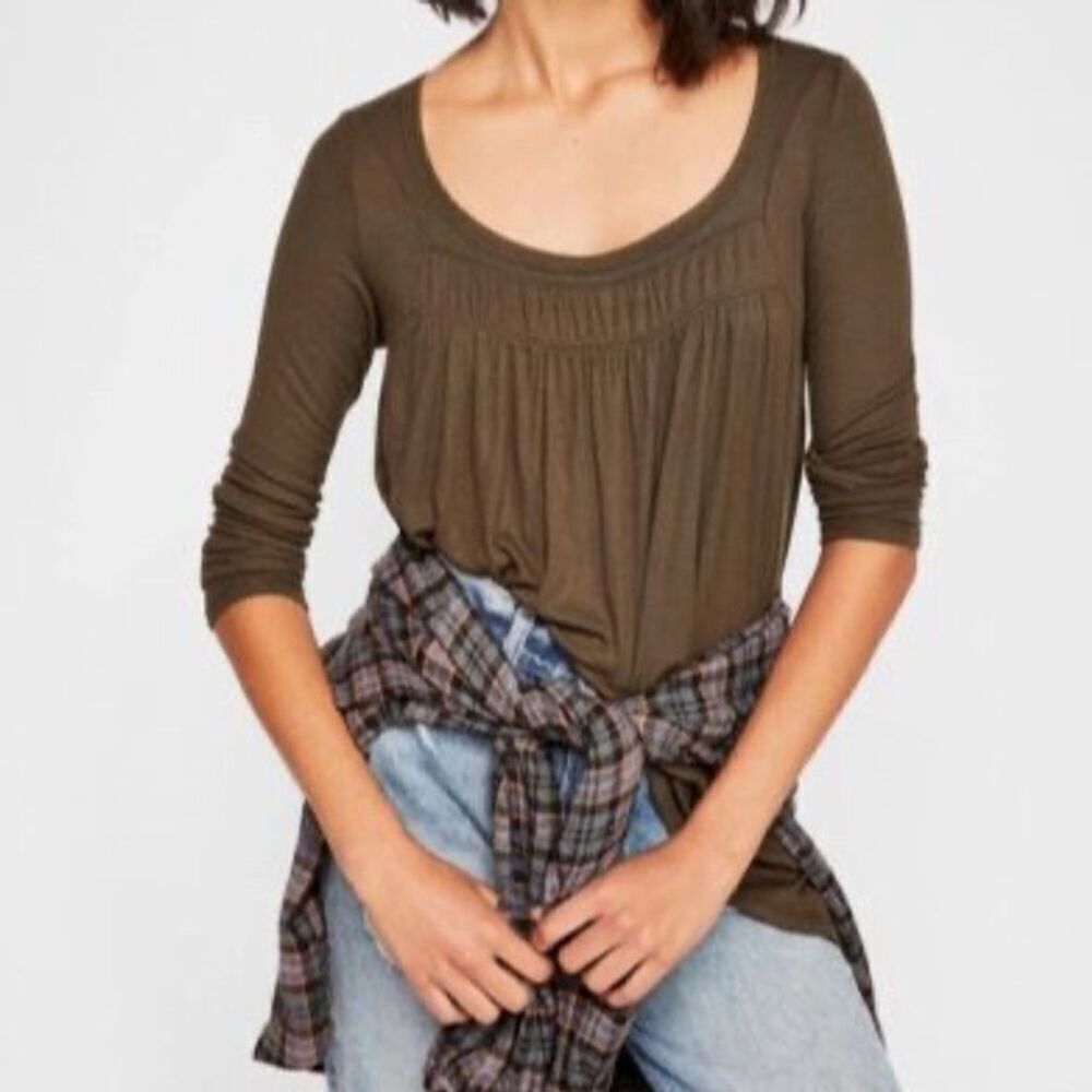 Free People We The Free Love Valley XS Green Long Sleeve Blouse